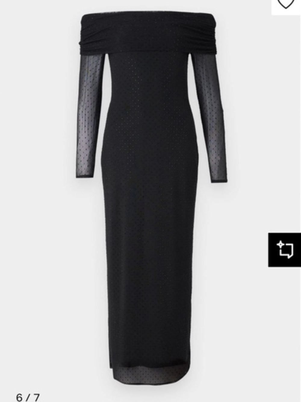 NWNT Abercrombie black off the shoulder rhinestone mesh maxi dress Size M